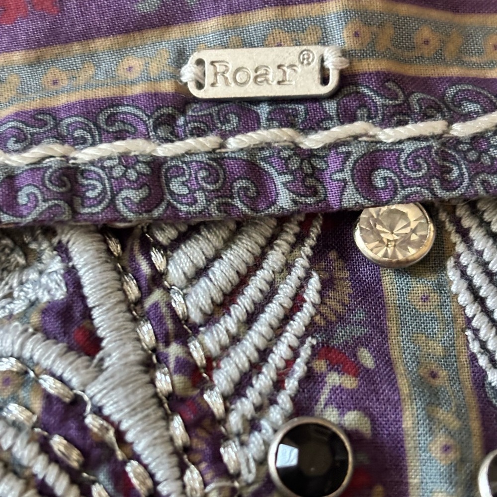 Destined To Roar Multicolor Embroidered Rhinestone Shirt - Picture 7 of 12